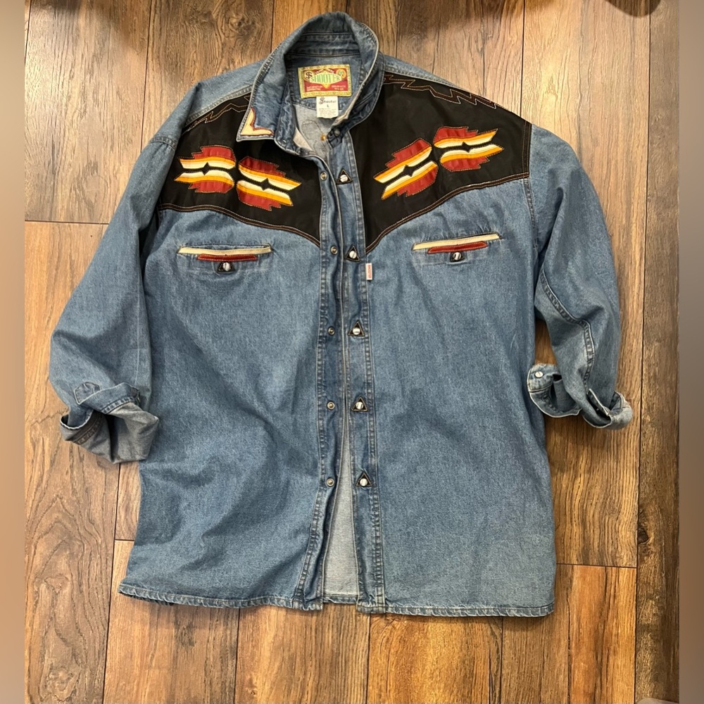 VINTAGE Shooter Denim Western Shirt